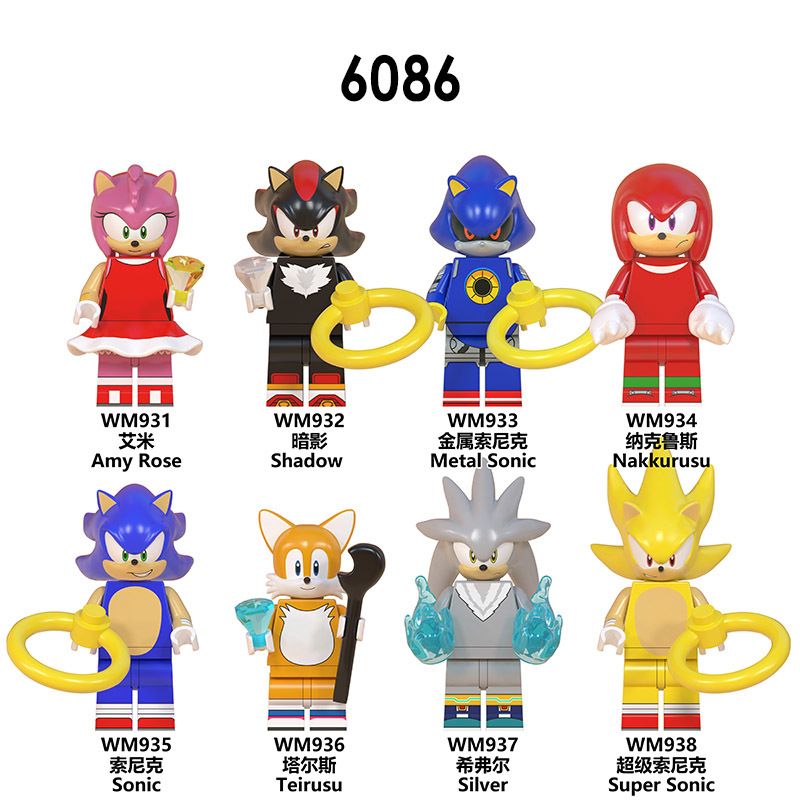 Anime Sonic The Hedgehog Building Blocks, Action Figure, Brinquedo