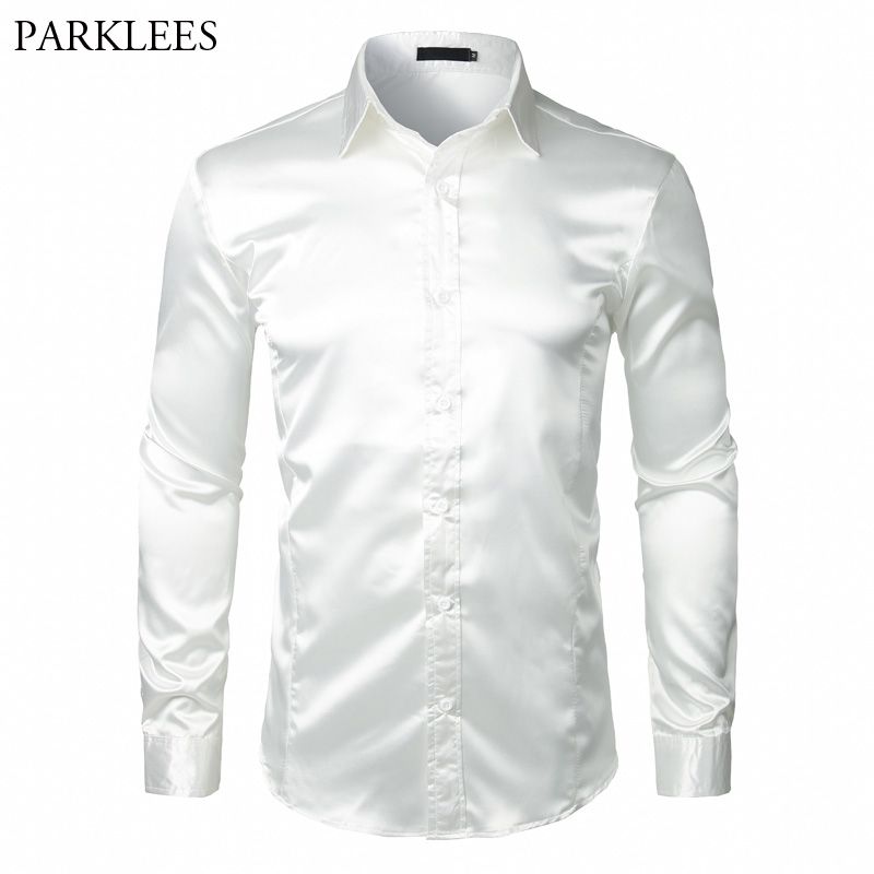 Camisa blanca de seda hombre Clearance