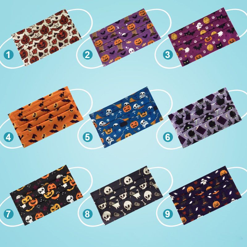 2020 Disposable Face Masks For Halloween Kids Adult Facemask With