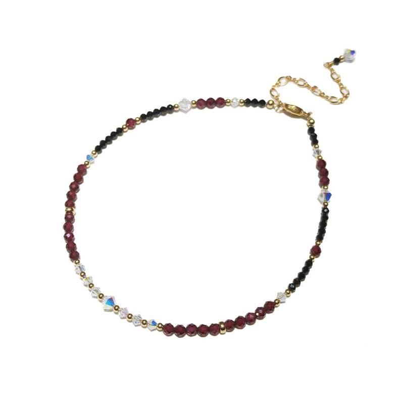 2021 Lii Ji Red Garnet Black Spinel Natural Stone With Austrian Crystal Beads Anklet American 14k Gold Filled 24 5cm From Motoitems 33 13 Dhgate Com
