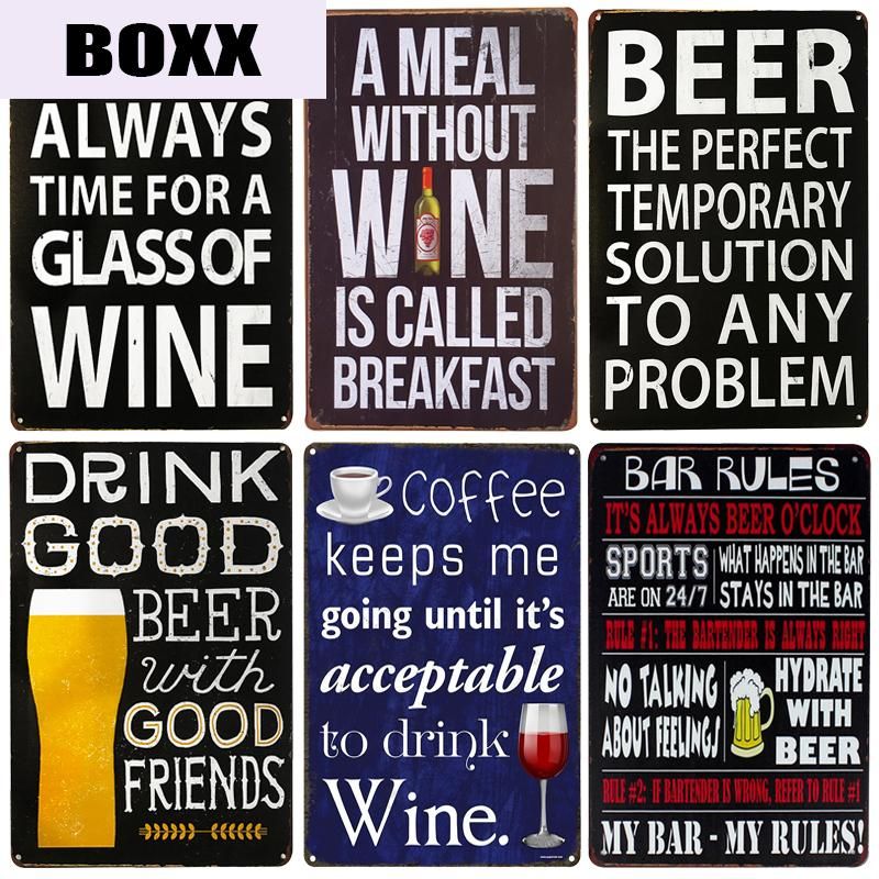 Dropship Products Of Wine Word Home Bar Vintage Metal Signs Decor Tin Pub Decorative Plates Wall Art In Bulk From Painting Dhgate Com - Tin Signs Home Decor