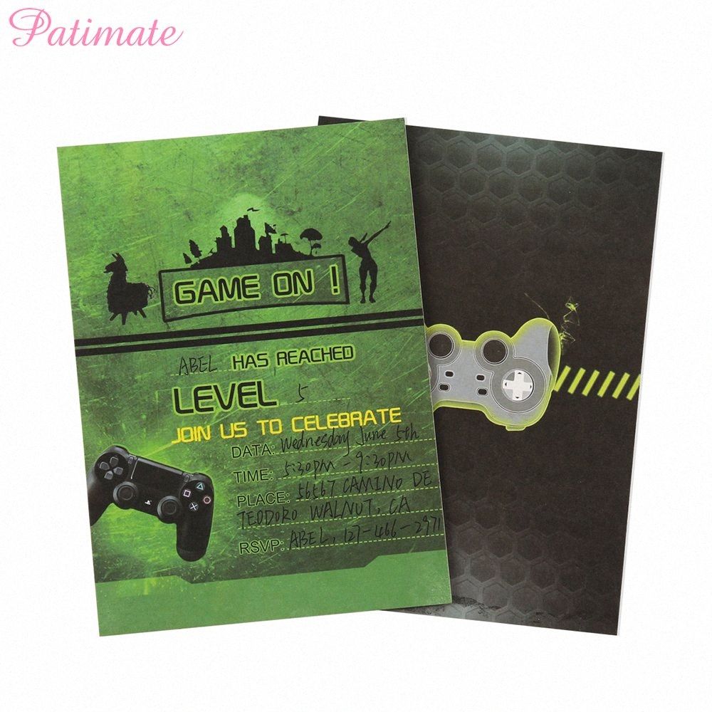 Acheter Patimate 5 7 Pouces Parti Jeu Video Carte Dinvitation Pour Les Enfants De Fete Danniversaire De Bricolage Decorations Garcons Signature Jeu De Cartes En Ligne Anniversaire C Clsp De