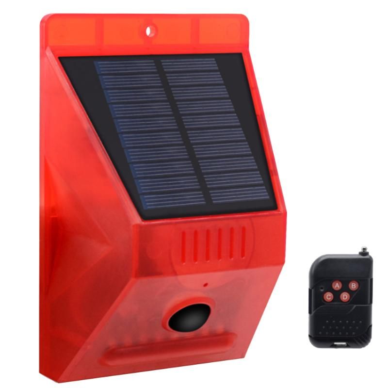 Solar Alarm Motion Sensor Alarm With Remote Control Sound Flash
