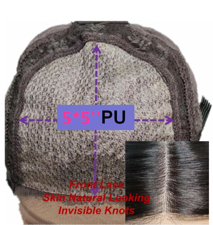 5x5pu 실크 상위 150 밀도 가발