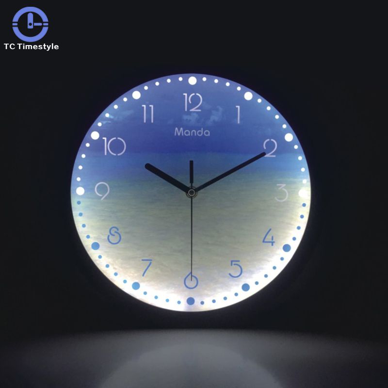 Luminous Wall Clock 12 Inch Silent Night Lights LED Glowing Decorative