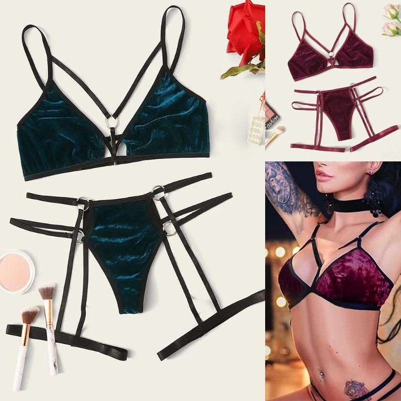 Compra Langerie Terciopelo Atractivo De La Ropa Interior Femenina Vendaje  Tanga Y Liguero Conjunto De Ropa Interior Atractiva Caliente Tentación S XL  Lencería 50 * Barato | Entrega Rápida Y Calidad | Es.Dhgate