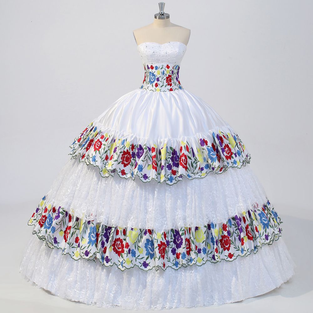 Compra Tamaño Vestido De Novia Blanco De Encaje Mexicano Chiapas Colorido  Bordado Vestido Nupcial Del Vestido De Novia Personalizado Barato | Entrega  Rápida Y Calidad | Es.Dhgate