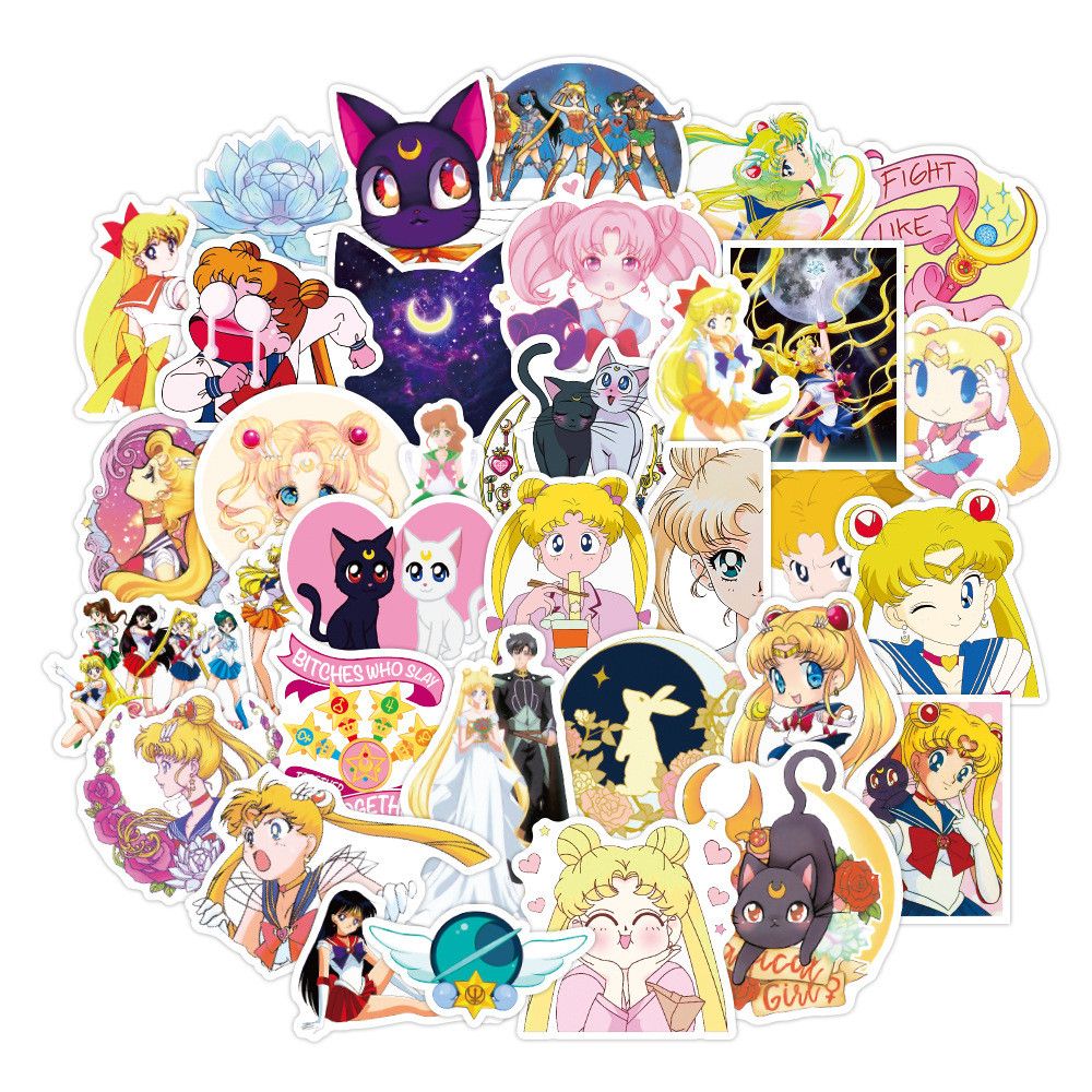 50pcs/set Sailor Moon anime girls waterproof stickers for notebook laptop guitar car sticker 50pcs/set Sailor Moon anime girls waterproof stickers for notebook laptop guitar car sticker