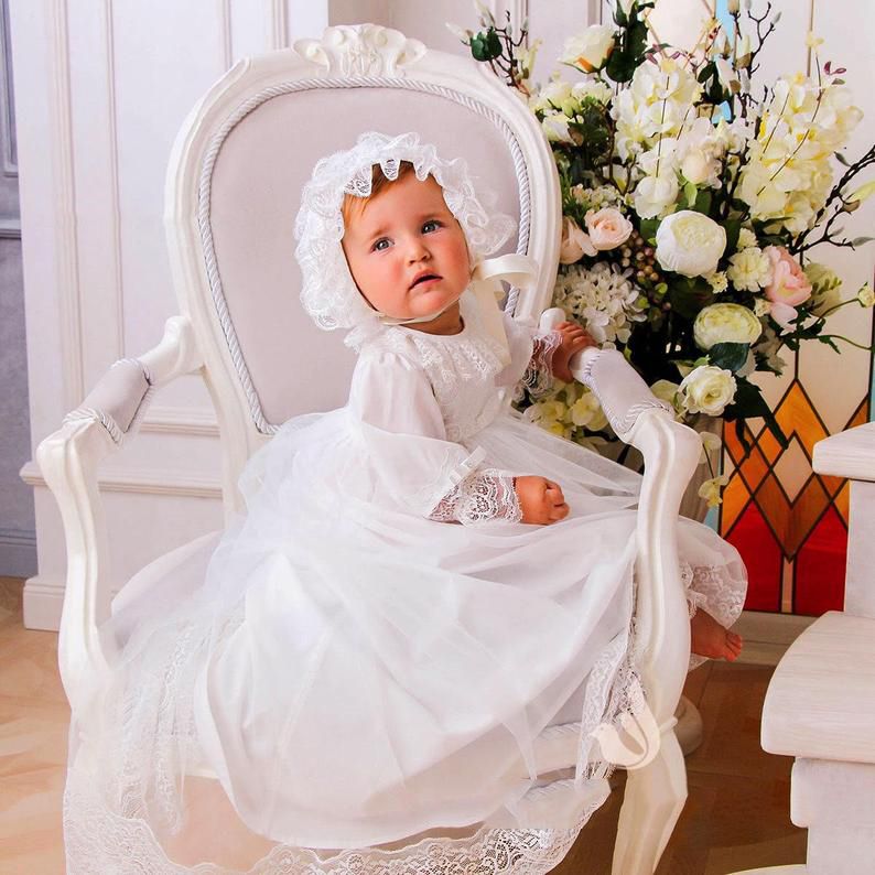 Compra 2021 Encaje Vestidos Bautizo Para Linda Niña De Manga Larga De Los  Vestidos De Bautismo Apliques Con El Capo Vestido De Primera Comunicación  Barato | Entrega Rápida Y Calidad | Es.Dhgate