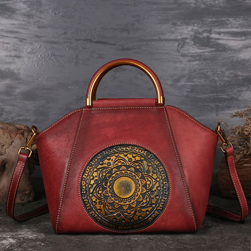 embossed leather tote m