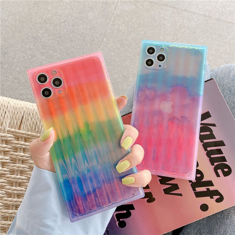 Square Gradient Color Laser Phone Case For Iphone 12 11 Pro Max Stripe Texture Soft Imd Full Case Cover For X Xr Xs Max 7 8 Plus Se From Hengchuang 1 95 Dhgate Israel