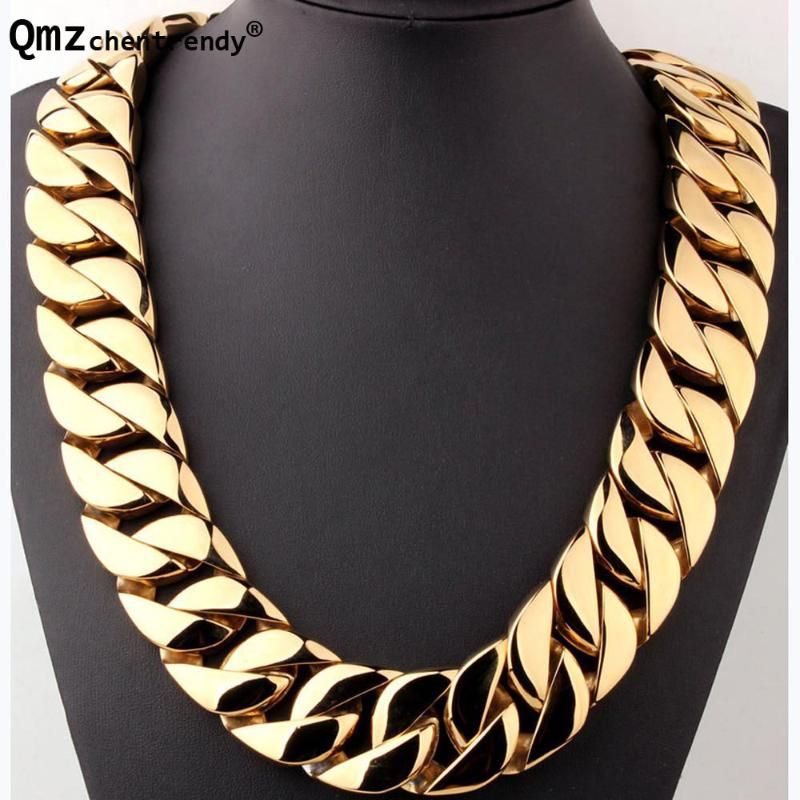 Real Oro Del Acero Inoxidable 31MM Superpesado Para Hombre Encintado Cubana Cadena Collares Hip Hop Collar Exagerado De 121,17 € | DHgate