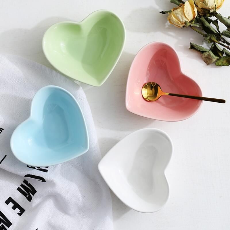 Ceramic Hot Pot Seasoning Dish Ceramic Heart Shaped Dish Kitchen Multi