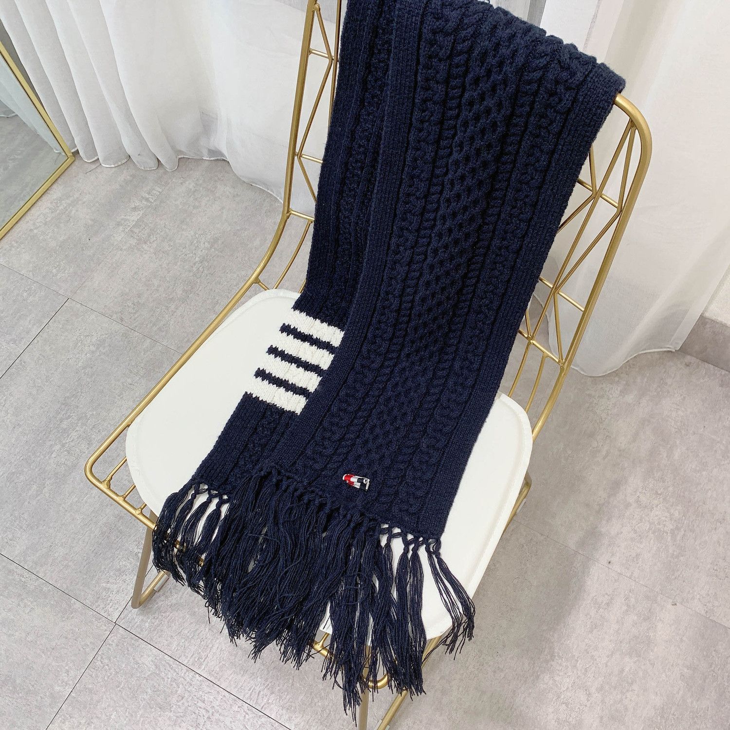 M-tb Four-bar Wool Scarf-202cm