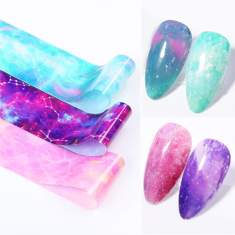 Quality1 Roll Aurora Marble Nail Foils Purple Blue Galaxy-Series Nail  Stickers DIY Transfer Sticker Decals Papers Nail Art Decoration