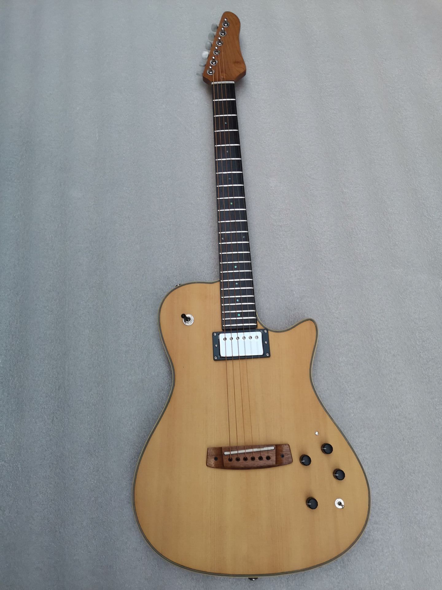 Acoustic Electric Silent Guitar Portable Built In Effect Spruce Top