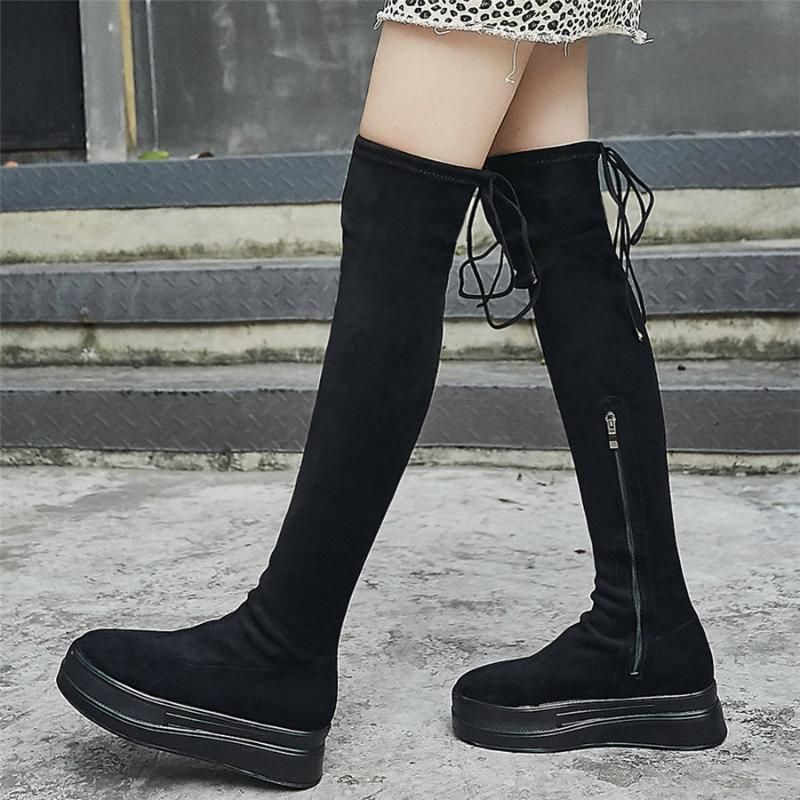Boots Women Stretchy Over Knee High Boots Chunky Platform Wedge Fashion Sneakers 
