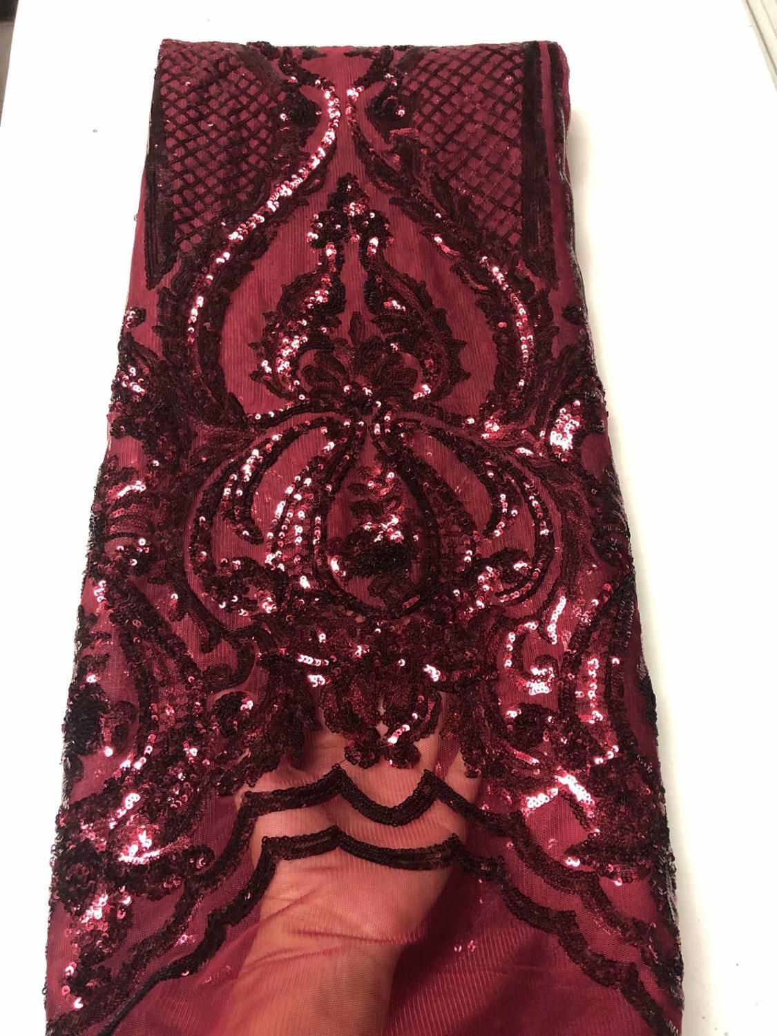 Red with black African Lace Fabric Tulle African French Lace 5 yardslot for african party dress