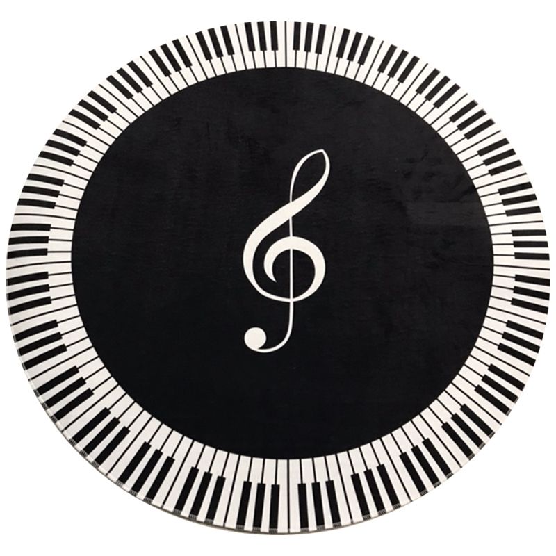Ковры ковер музыка символ фортепиано ключ черный белый круглый нескользящий дом спальня коврик оформление пола