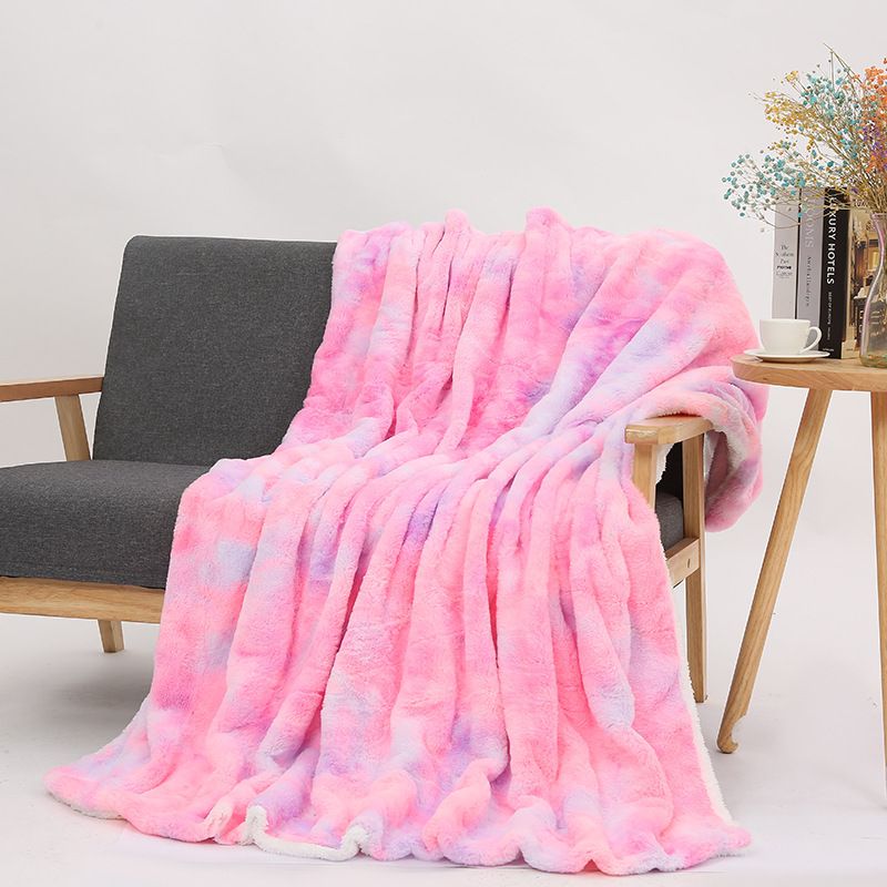 Tie Dye Flannel Blankets Warm Sherpa Blanket Kids Adults Square Quilt