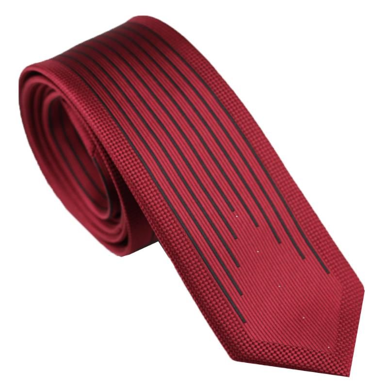 LAMMULIN Ties Black with Purple Stripes Dark red Border Necktie Skinny Tie 6cm