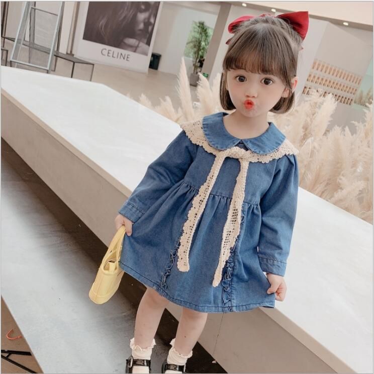 Fashion Kids Baby Girls Summer Dress Denim Casual Skirt Wedding Princess Dress 