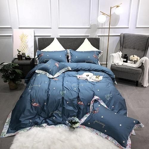 Whole And Retail 100 Egyptian Cotton Flamingo Embroidery Duvet Cover Set Navy Blue King Queen Size Bedding Bed Sheet Pillow Shams1 From Wonderfuling 148 16 Dhgate Com Bedding Set Bed Sheet Pillow Shams1, Navy King Size Bedding Cotton