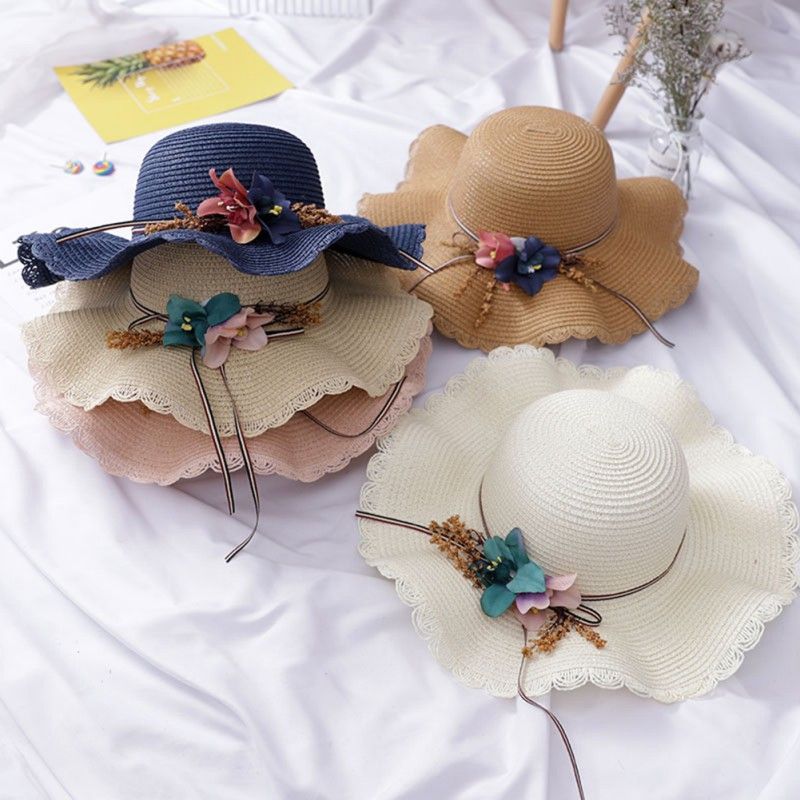 Lanzamiento Marinero Lo siento Moda niños niños sombrero niña verano diseño floral diseño playa paja  sombreros plana gorra 4-8y