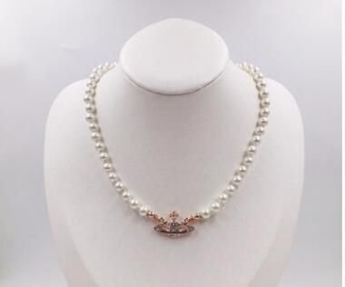 Rose Pearl Saturn Necklace
