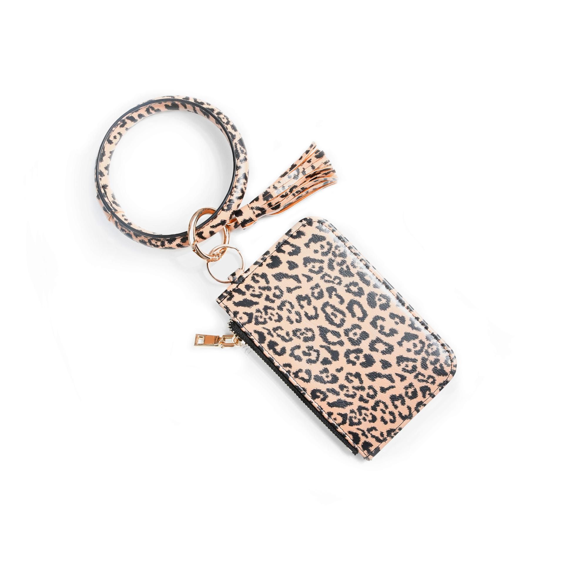 2020 Small Zipper Pouch Keychain Credit Card Leopard Keychain Wallet Zippered Pouches Key Chains ...