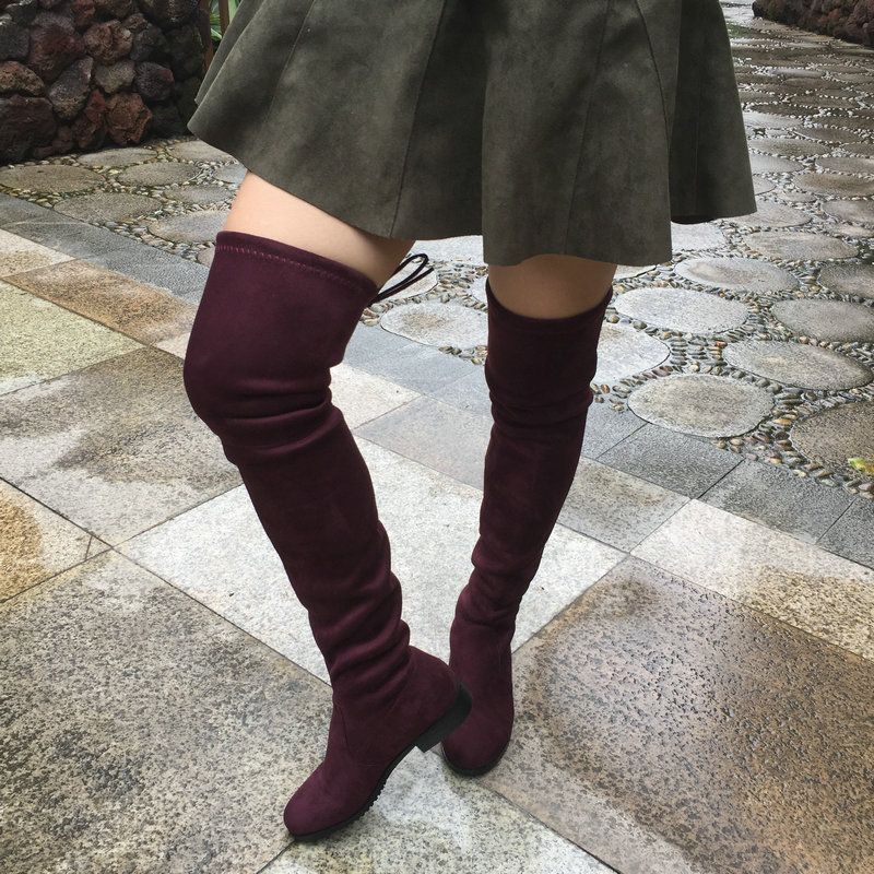 Knee Boots Flat Heel Sexy Fashion Fall 