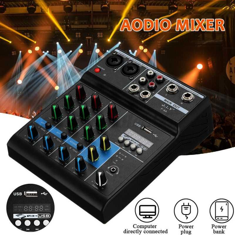 Radio Mini Audio Mixer Portable Bluetooth Mixing Console 4 Channel With