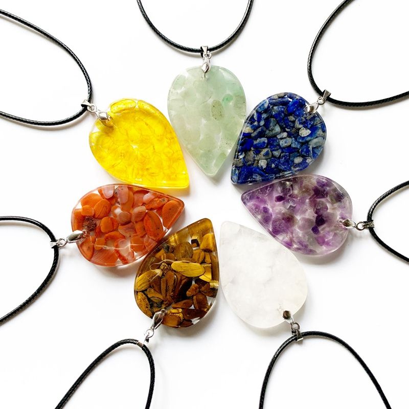 Wholesale 7 Chakra Stones Orgonite Energy Pendant Necklace Resin