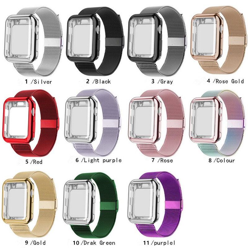 Compra Correa De Banda De Bucle De Malla De Acero Inoxidable Con Funda  Protectora De Pantalla De Apple Watch Para IWatch Series 1/2/3/4/5 38mm  40mm 42mm 44mm Barato | Entrega Rápida Y
