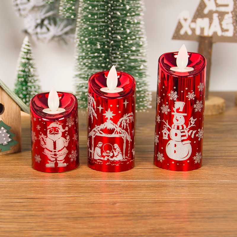 Christmas Led Candle Shaped Lights Xmas Santa Snowman Flameless Printed Electric Lights Home Weddings Party Festival Decorations Ornaments Ornaments Christmas From Sophine11 7 92 Dhgate Com