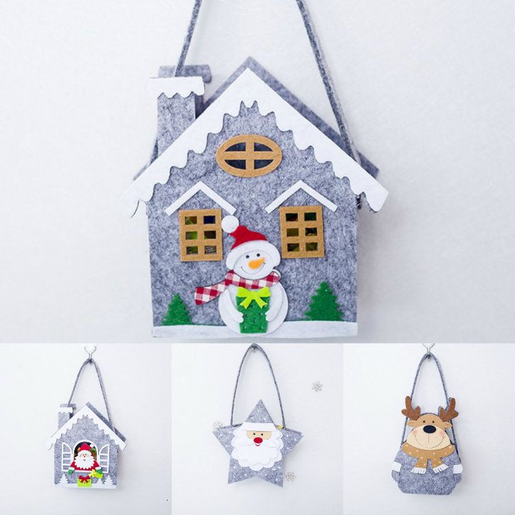 Hot selling cute christmas supplies mini santa hats for baby Fashion Decorations Childrens Cute Mini Christmas Candy Gift Bag Snowman Fawn Creative Handbag