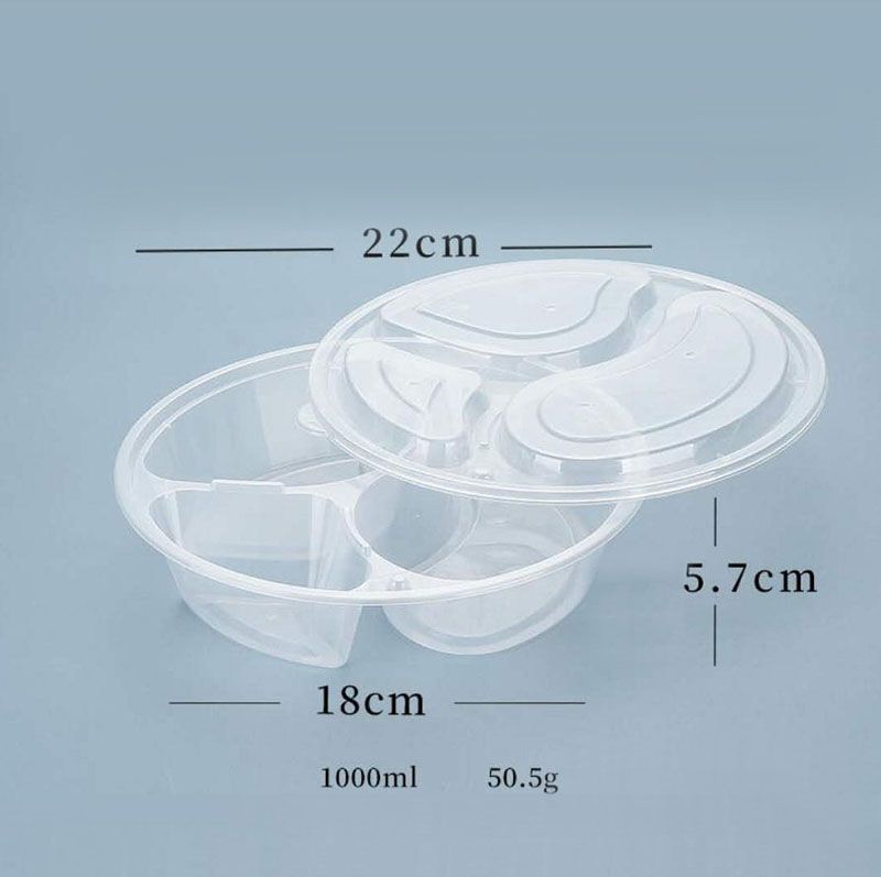 3 Compartments for round clear
