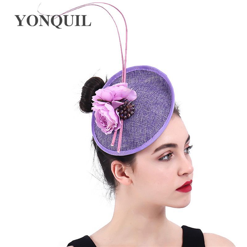Women Fabric Flower Purple Fascinators 