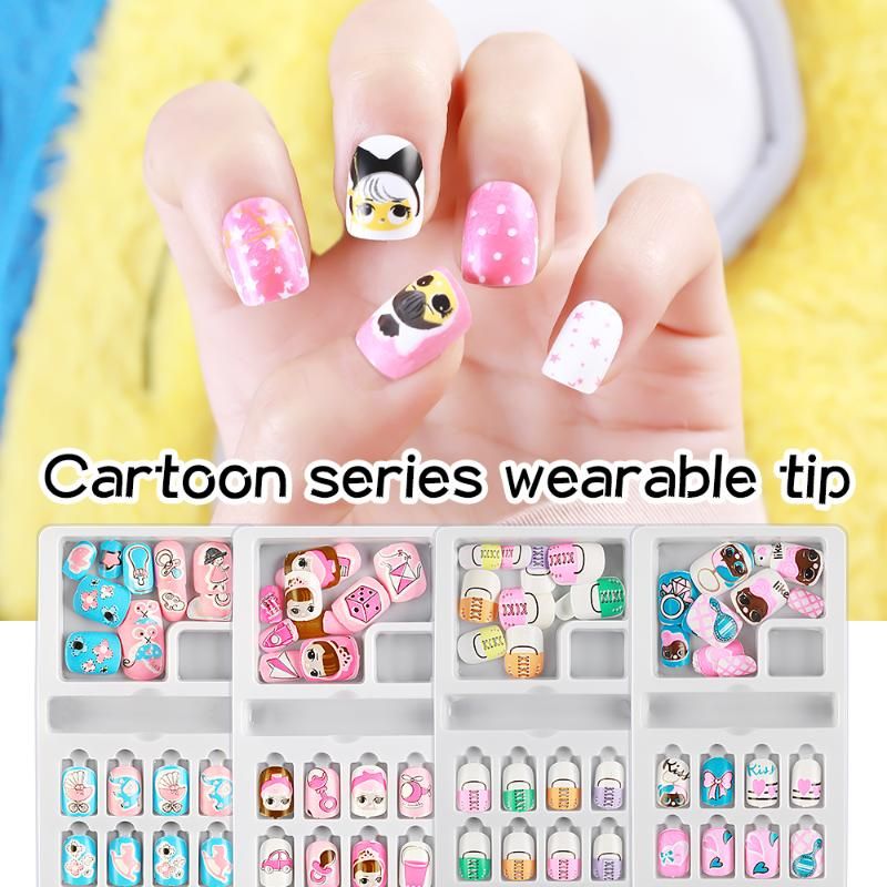 Falsas Nails 2021 24pcs Presione en niños Candy Nail Tips Dibujos animados Full Cover Kid Pink Falsas Nails 2021 24pcs Presione en niños Candy Nail Tips Dibujos animados Full Cover Kid Pink