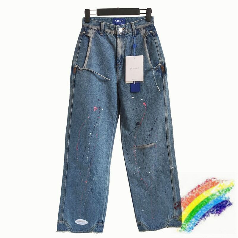 Mens Jeans 2021fw Ader Error Men Women Quality Denim Pants Hole 