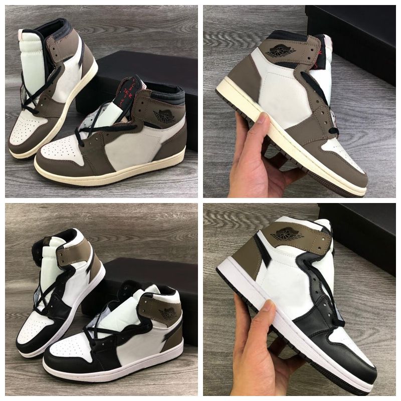 2020 New Travis 1 High OG Dark Mocha 1s Scotts Mens Basketball Shoes Women Sneakers Jumpman 