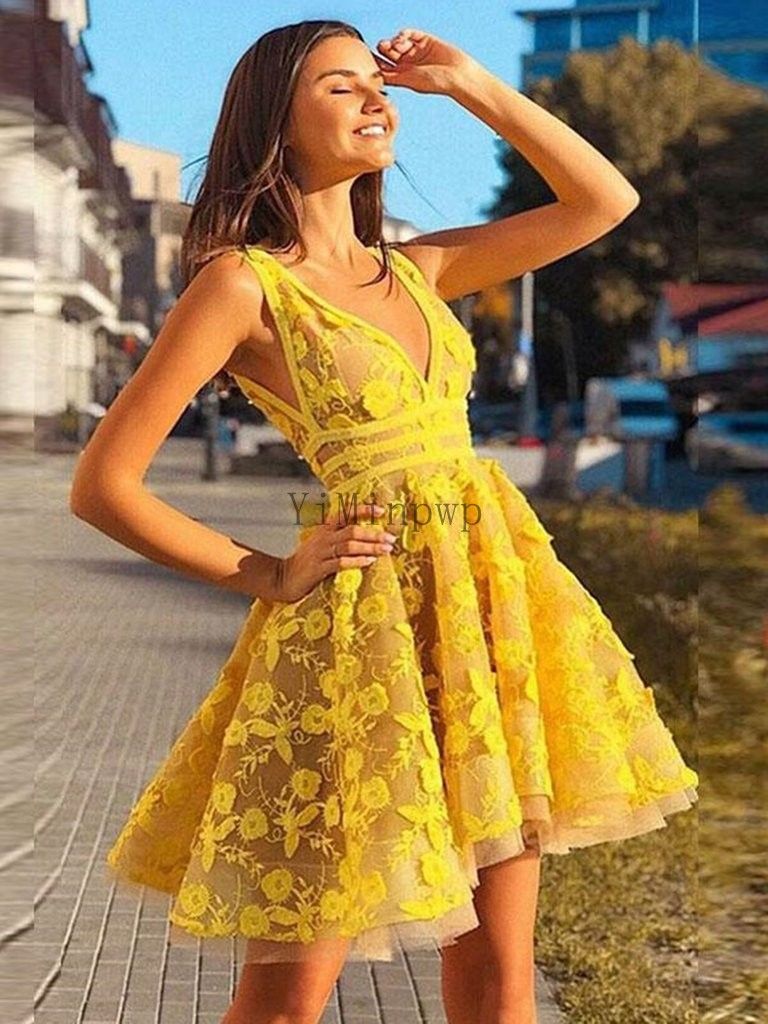 VESTIDOS AMARILLOS AMARILLOS COLORES VESTIDOS V BACKINS MINI apliques Vestido de cóctel de encaje Más Tamaño VESTIDOS AMARILLOS AMARILLOS COLORES VESTIDOS V BACKINS MINI apliques Vestido de cóctel de encaje Más Tamaño