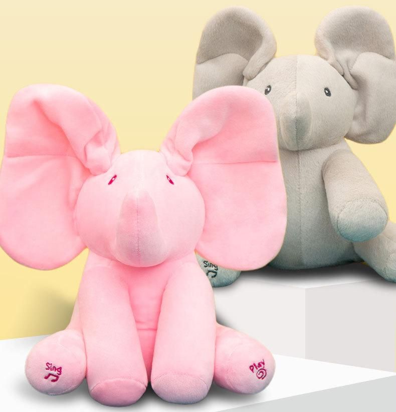 talking elephant plush toy with music
