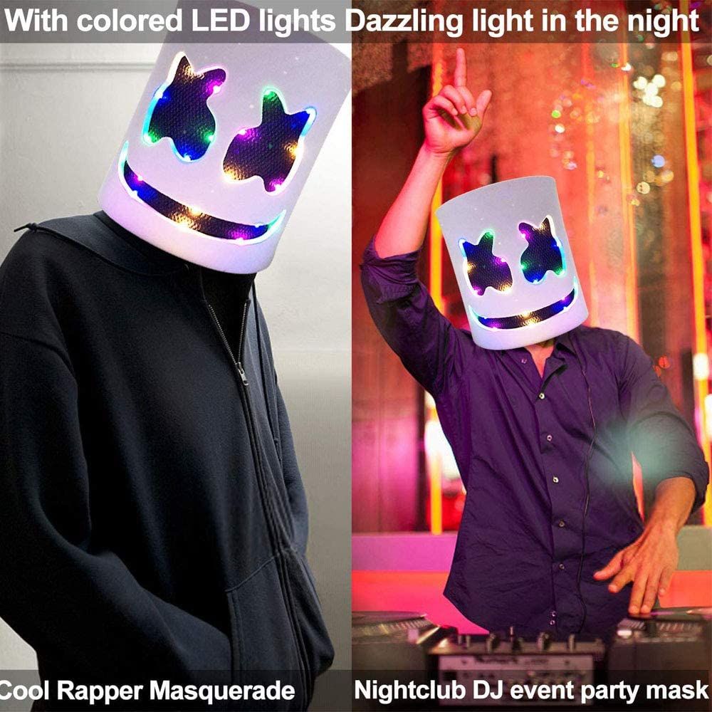DJ LED Mask Music Festival Party Halloween Light Up Mask Carnival DJ Helmet