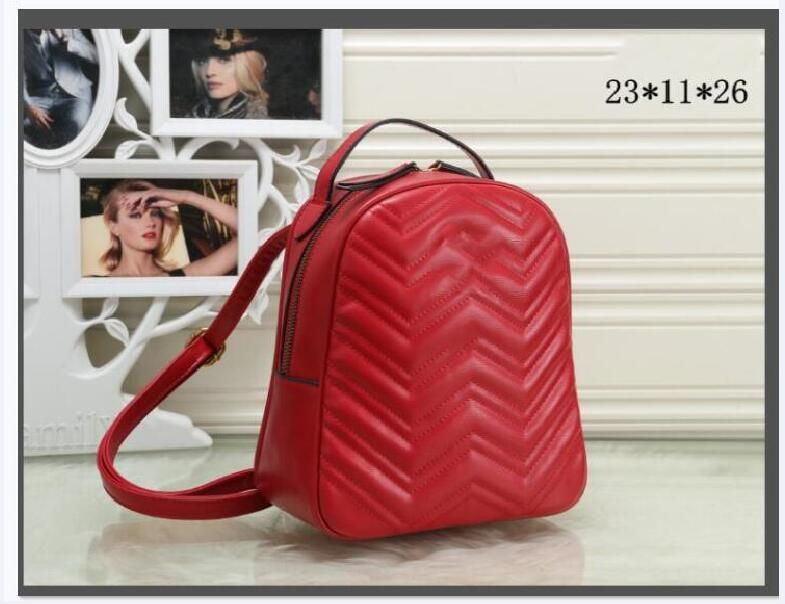 Red New Arrvials Women Leather Backpack Cowskin Bagpack Of Woman Ladies Travel Bag Backpack ...