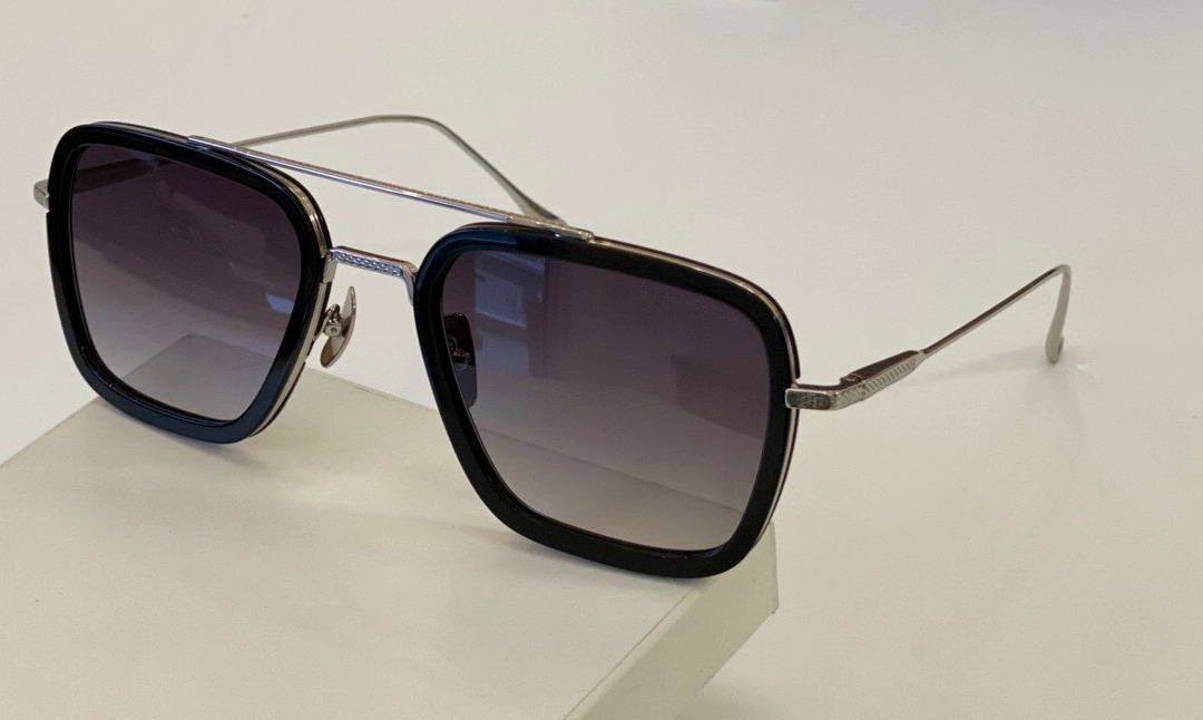 Classic Mens Square Sunglasses Silver Black Frame Gray Gradient Lens ...