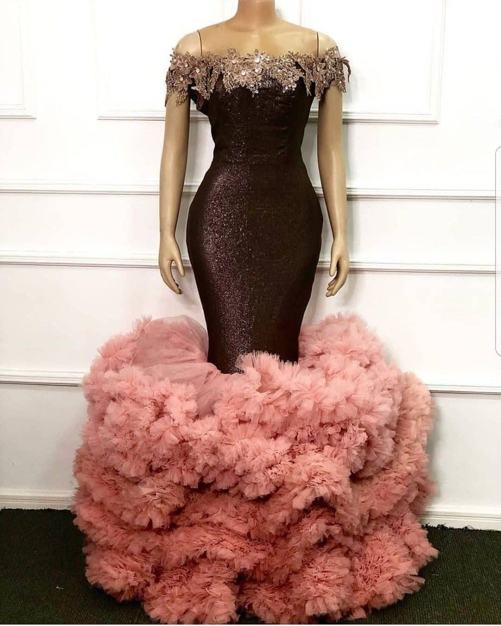 Prom Dresses With Ruffles At The Bottom Ruffles Mermaid Prom Dresses Off Shoulder Tiered Blush Pink Bottom Lace Appliques Evening Dress African Robe De Soiree From Click_me, $95.48 | DHgate.Com