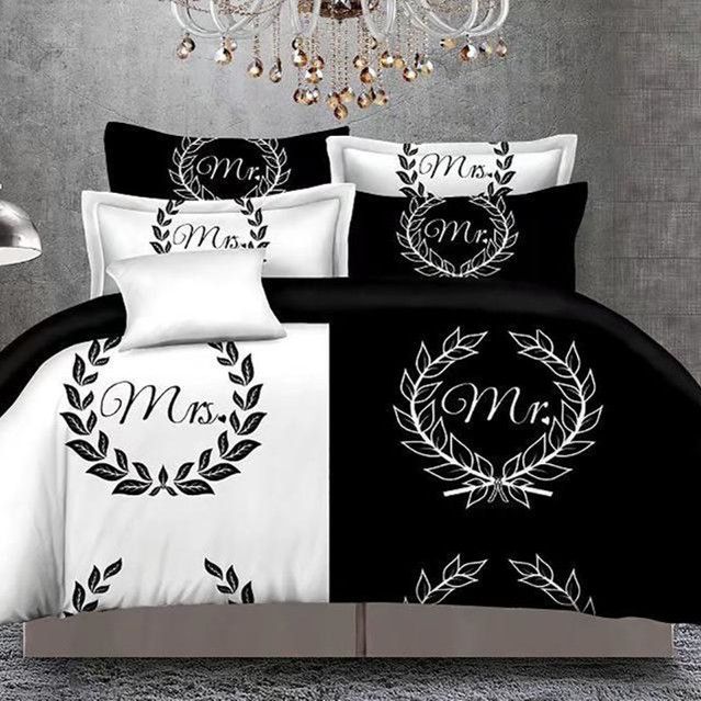 Black White Her Side His Side Bedding Sets Queen Size Double Bed Bed Linen Couples Duvet Cover Set Black And White Duvet Cover Queen Size Comforter Set From Homedod 46 51 Dhgate Com