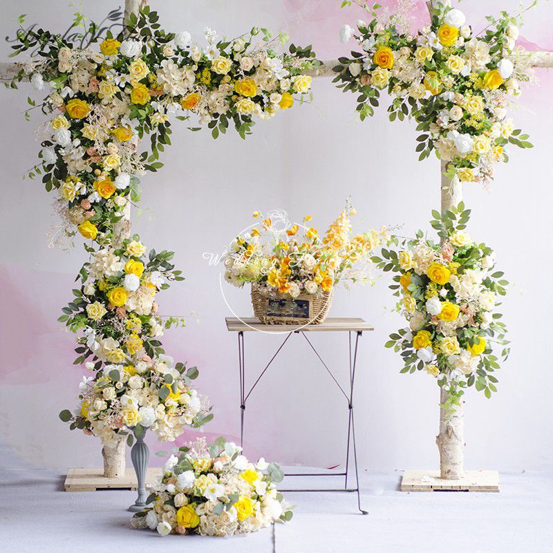 Personalizado DIY flor de laranjeira linha artificial casamento arco  amarelo decoração floral arranjo de flores para