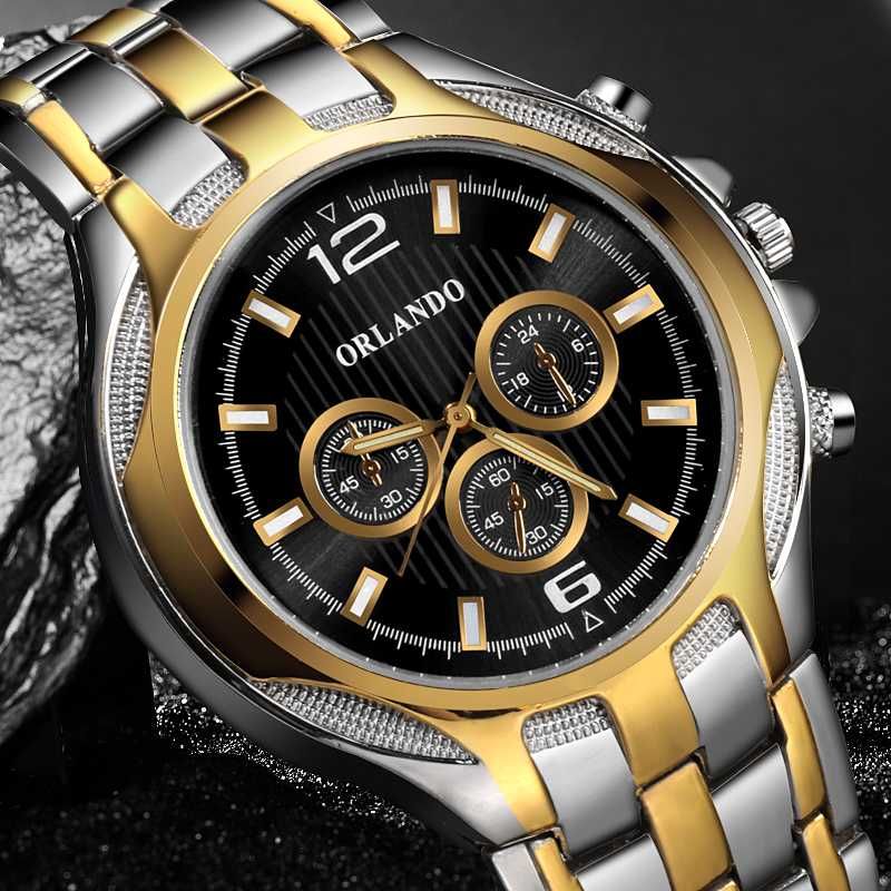 Men Watches New ORLANDO Top Quality Quartz Silver Gold Plated Watch